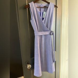 Ann Taylor sleeveless, belted dress. Light blue.